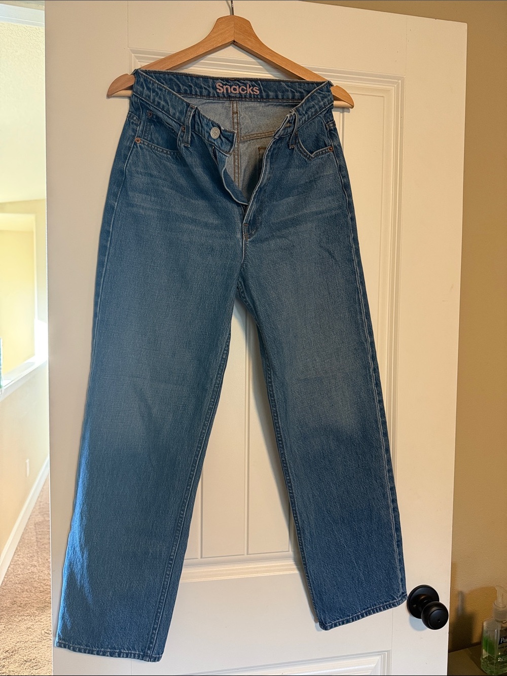 MOTHER Straight Leg Jeans in Medium Blue
